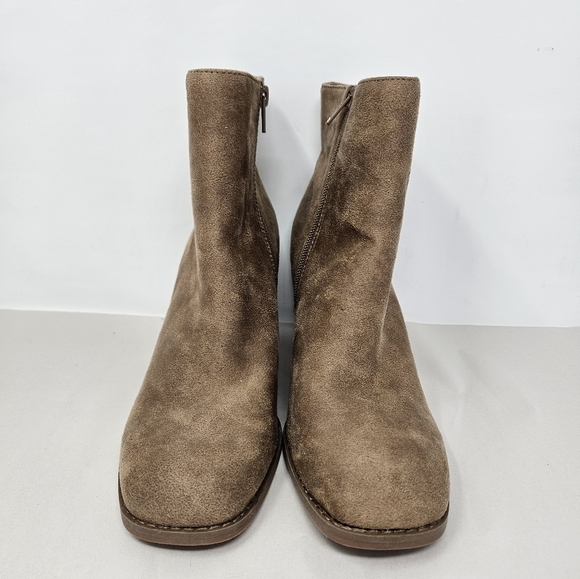 Dolce Vita Rupart Womens Wedge Booties Sz 7 Tan Truffle Faux Suede Square Toe - Picture 2 of 10